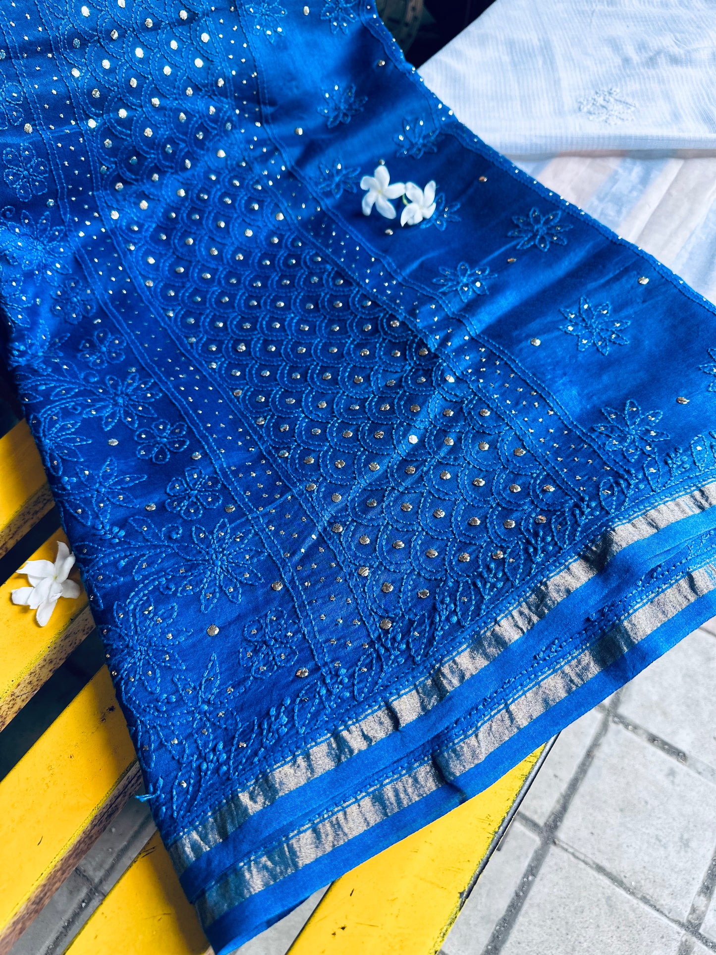 Manmohini Pure Chanderi Chikankari saree