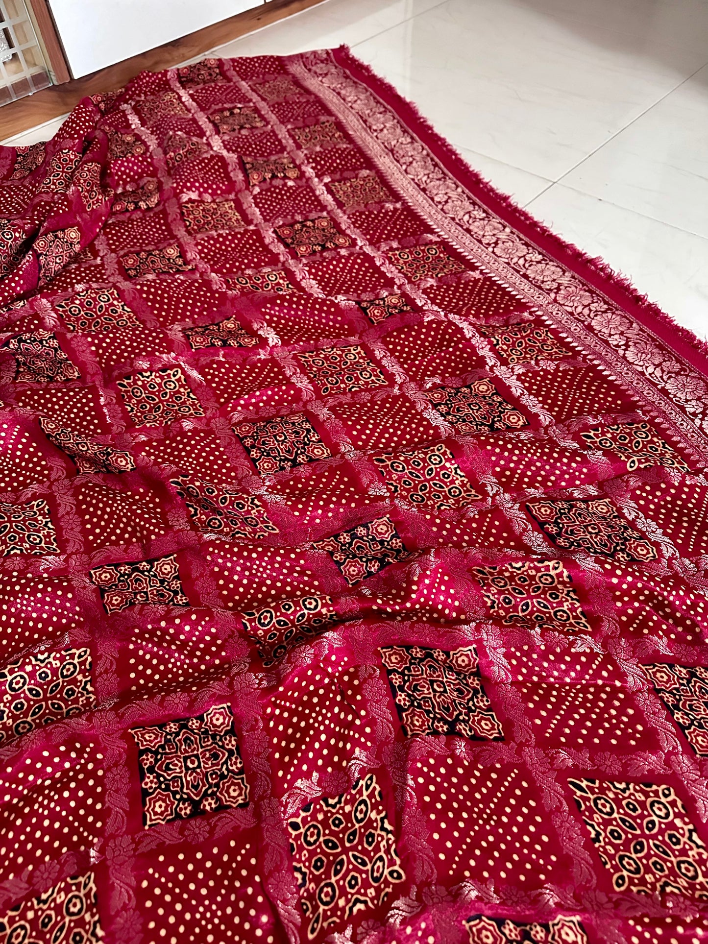 Pure modal gajji silk Gharchola bandhani saree