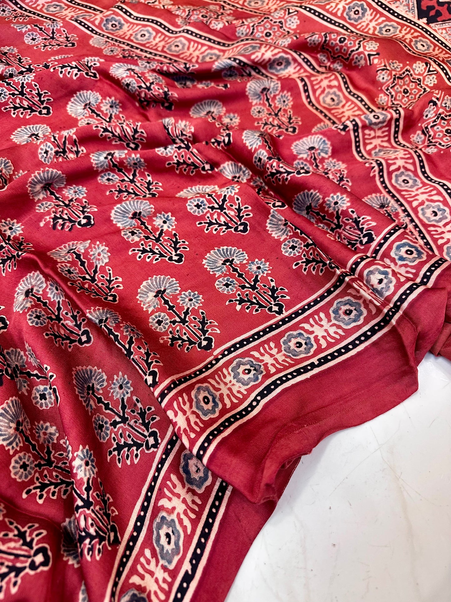 BulBul modal silk ajrakh hand block saree
