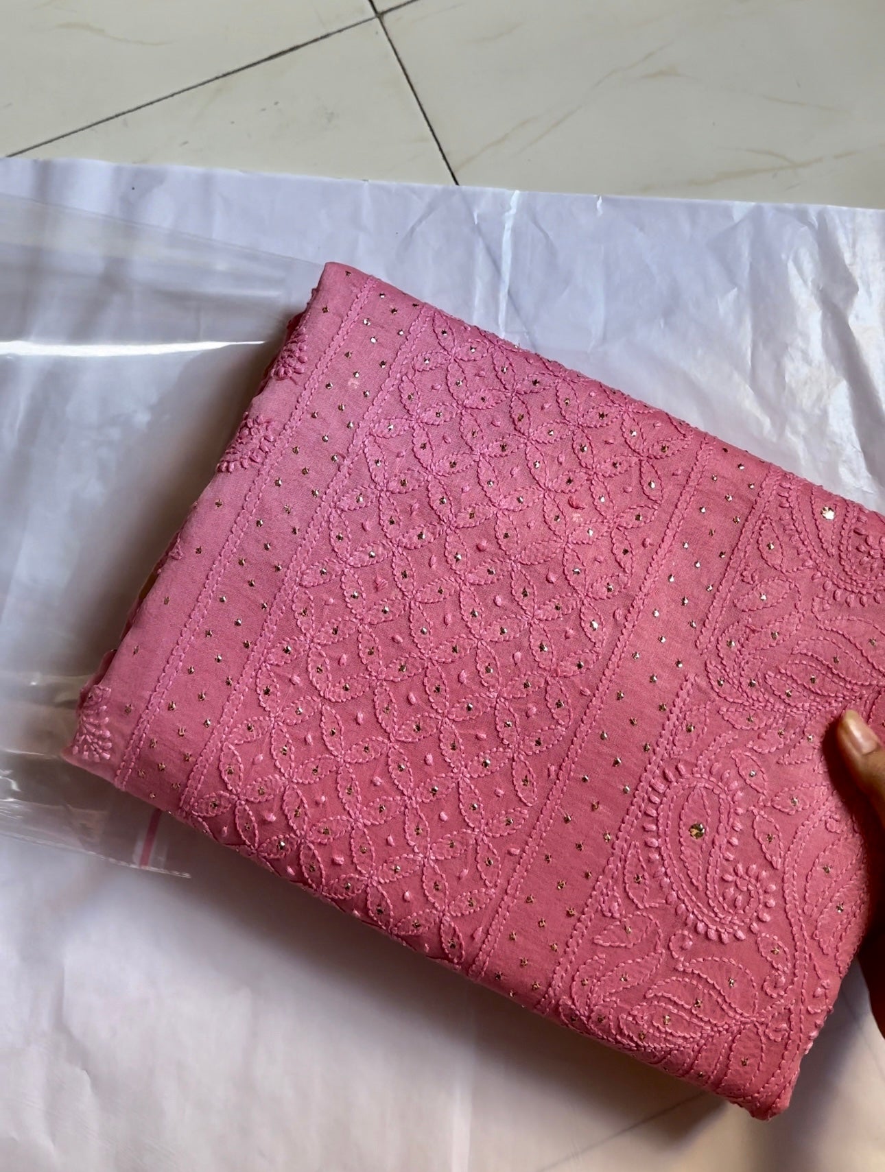 Manmohini Peach pink Pure chanderi silk saree