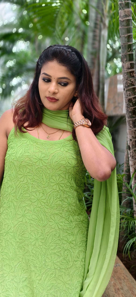 Titli strap chikankari Suit set