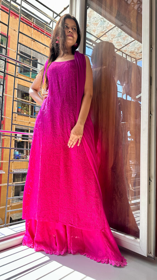 Titli Strappy chikankari kurta suit set