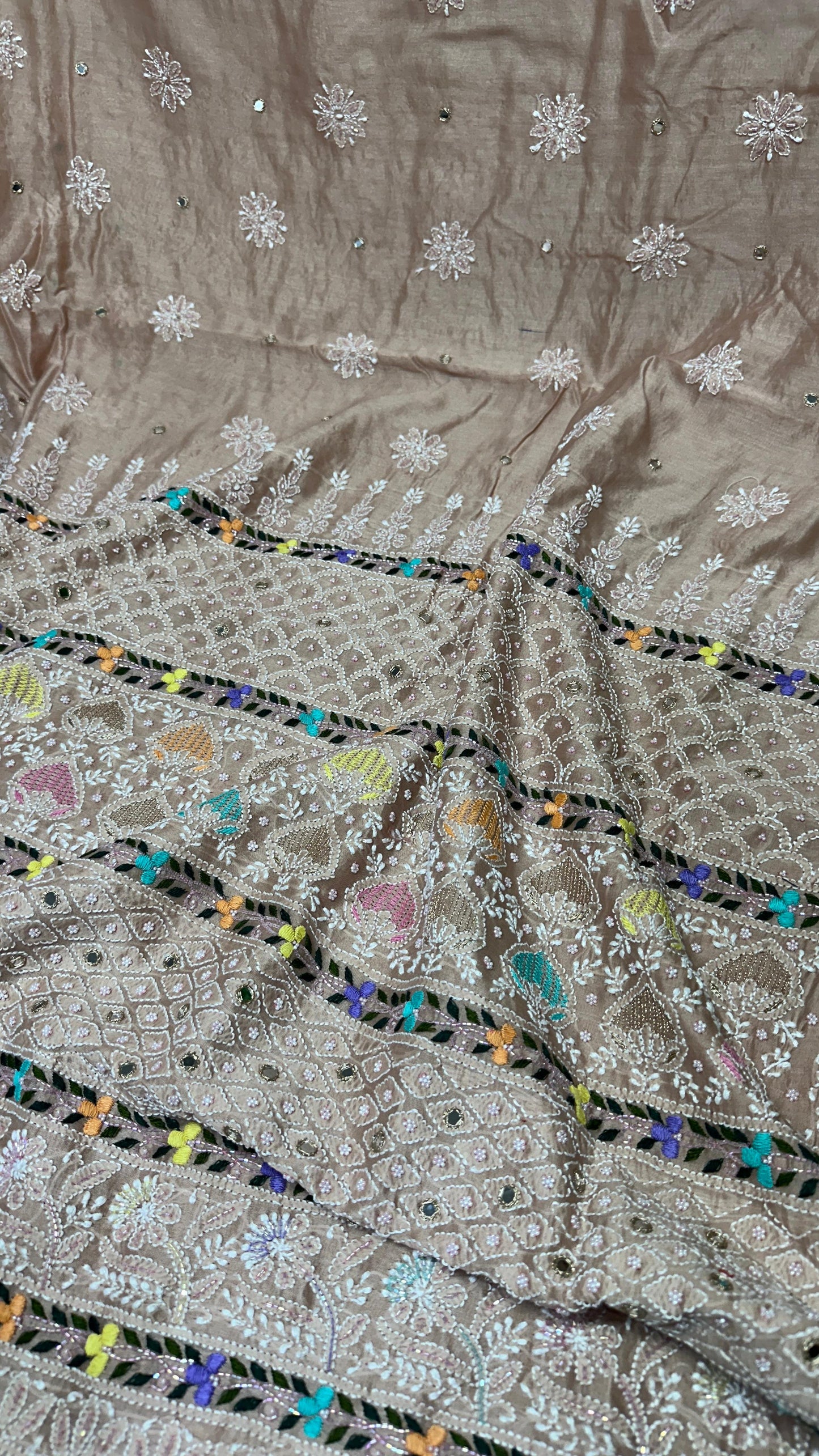 Heavy Chanderi silk Chikankari saree