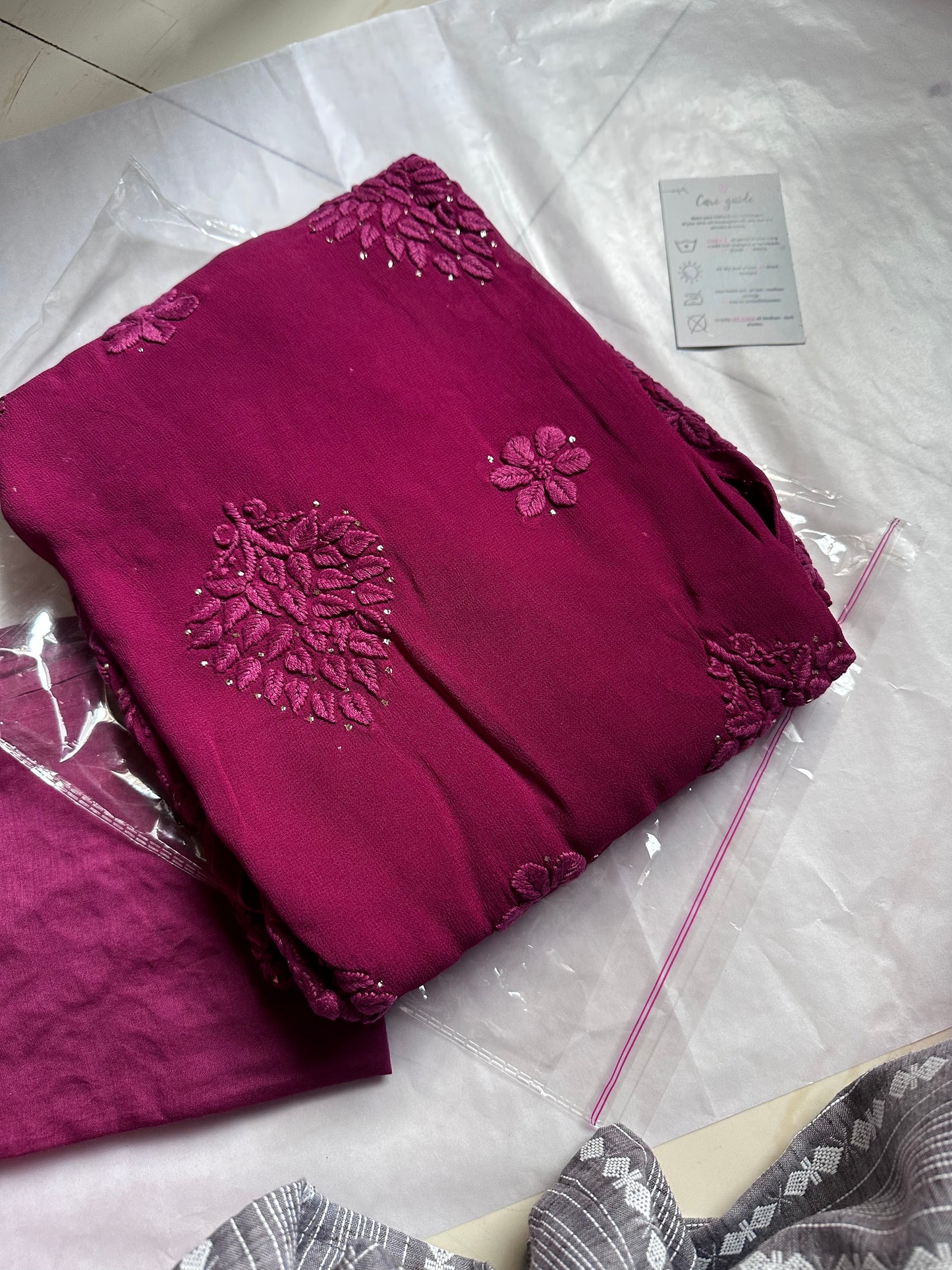 Haniya Wine chikankari kurta in georgettes