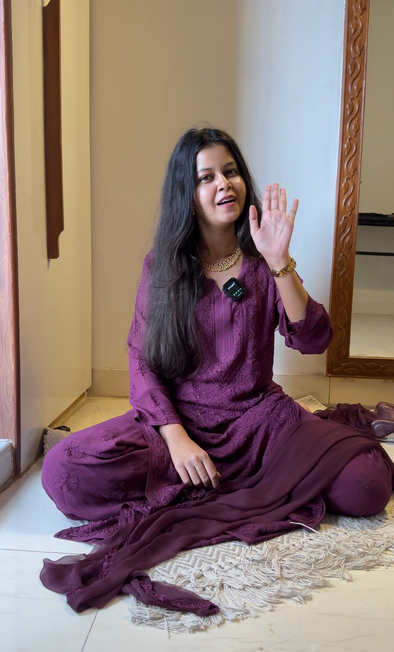 Ank grape mauve georgette chikankari suit set
