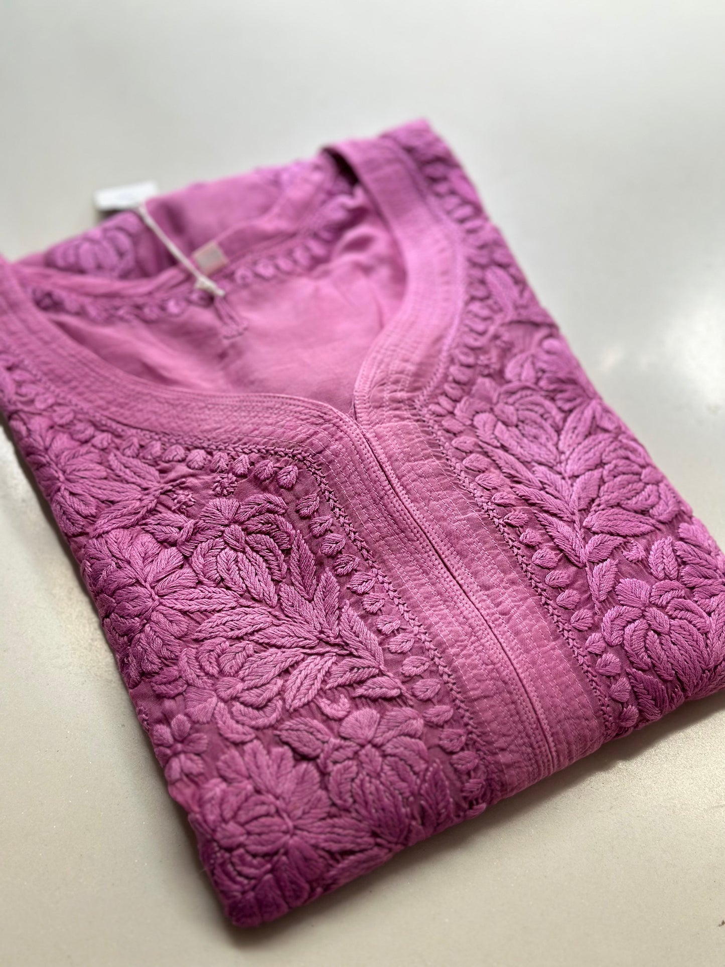 Noor Chikankari 3D handwork kurta - Mauve
