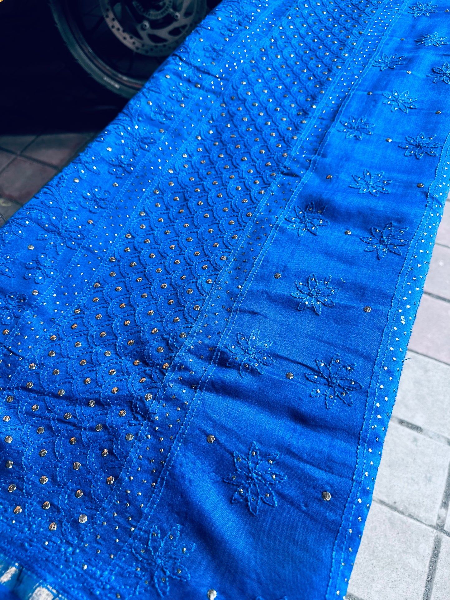 Manmohini Pure Chanderi Chikankari saree