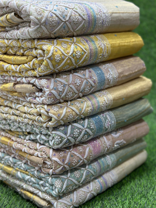 Rohini mul Chanderi chikankari handwork Saree