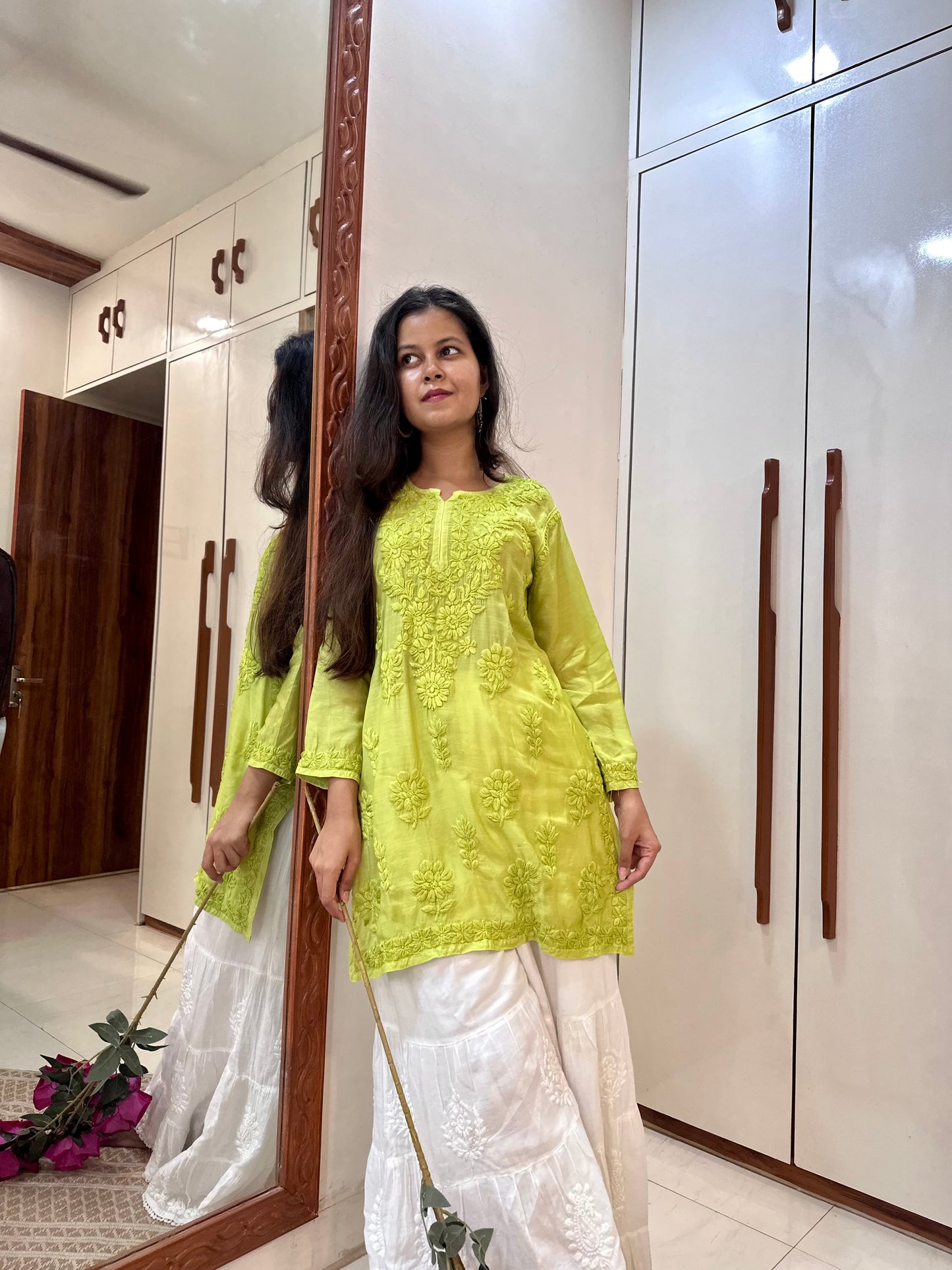 Ayra Pure muslin Short Chikankari Kurta