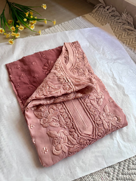 Rutu Georgette 3D work Chikankari kurta