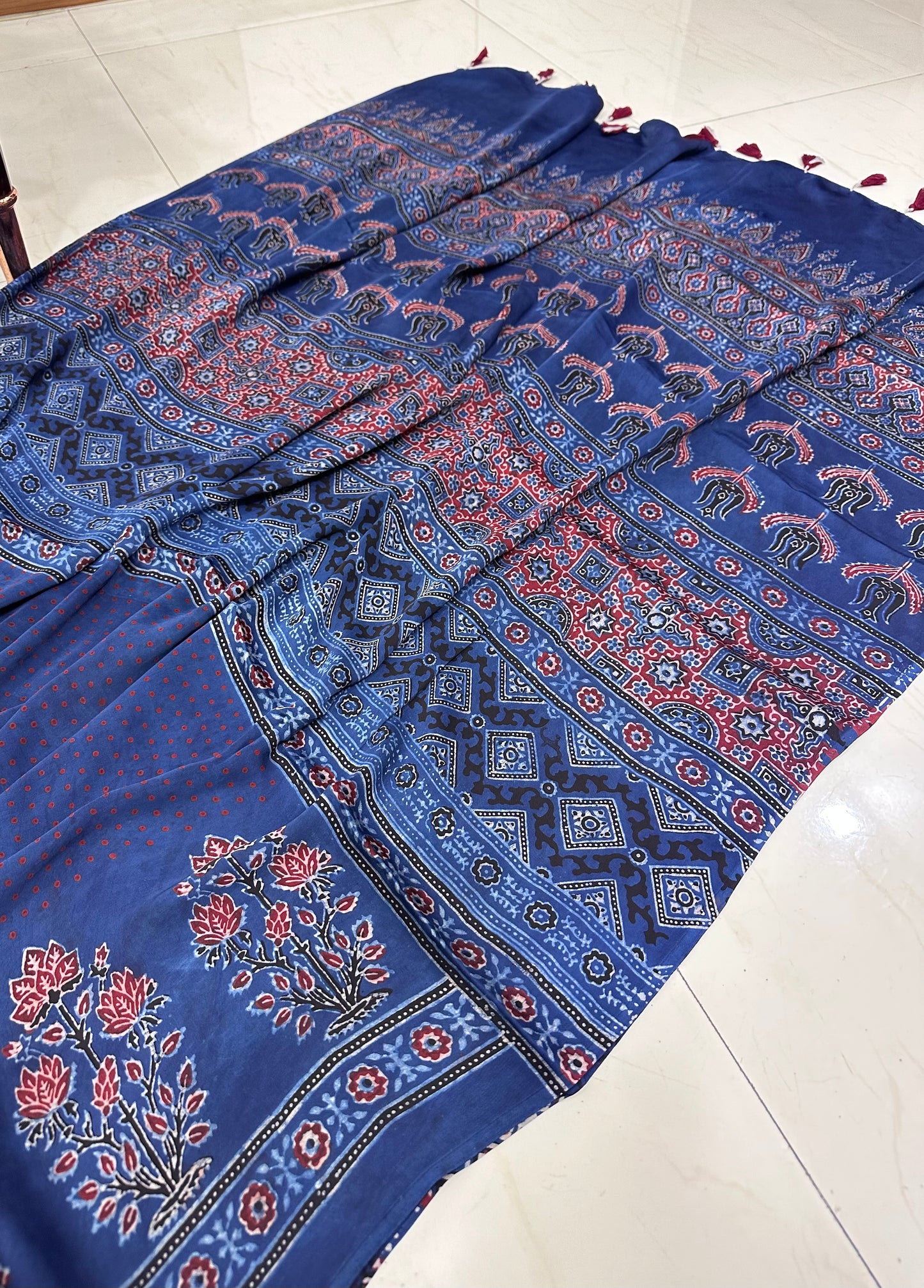 Bulbul Indigo ajrakh handcrafted saree