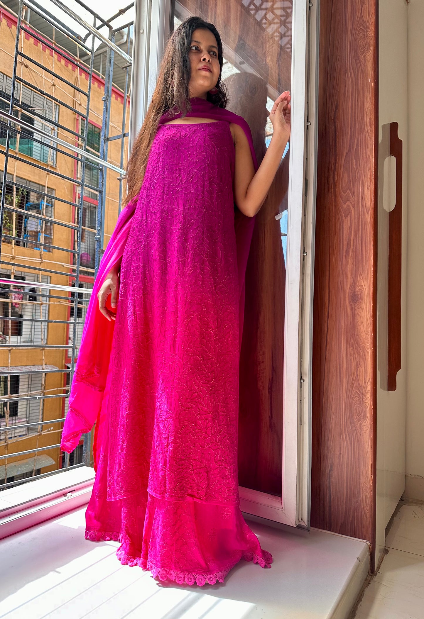 Titli Strappy chikankari kurta suit set