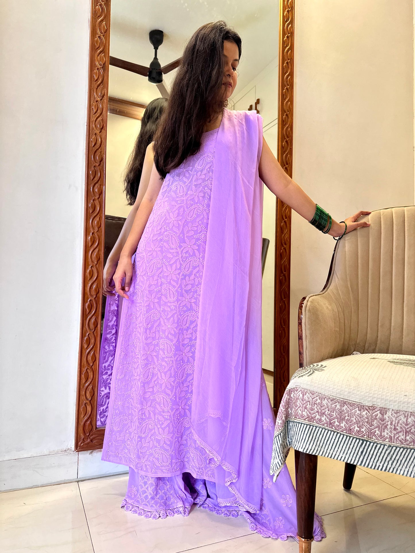 Titli strap sleeve kurta set
