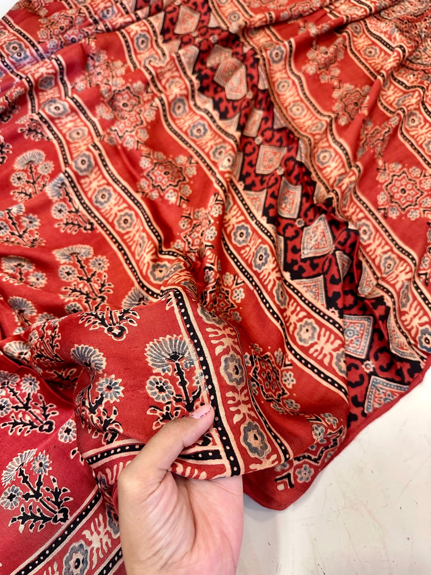 BulBul modal silk ajrakh hand block saree