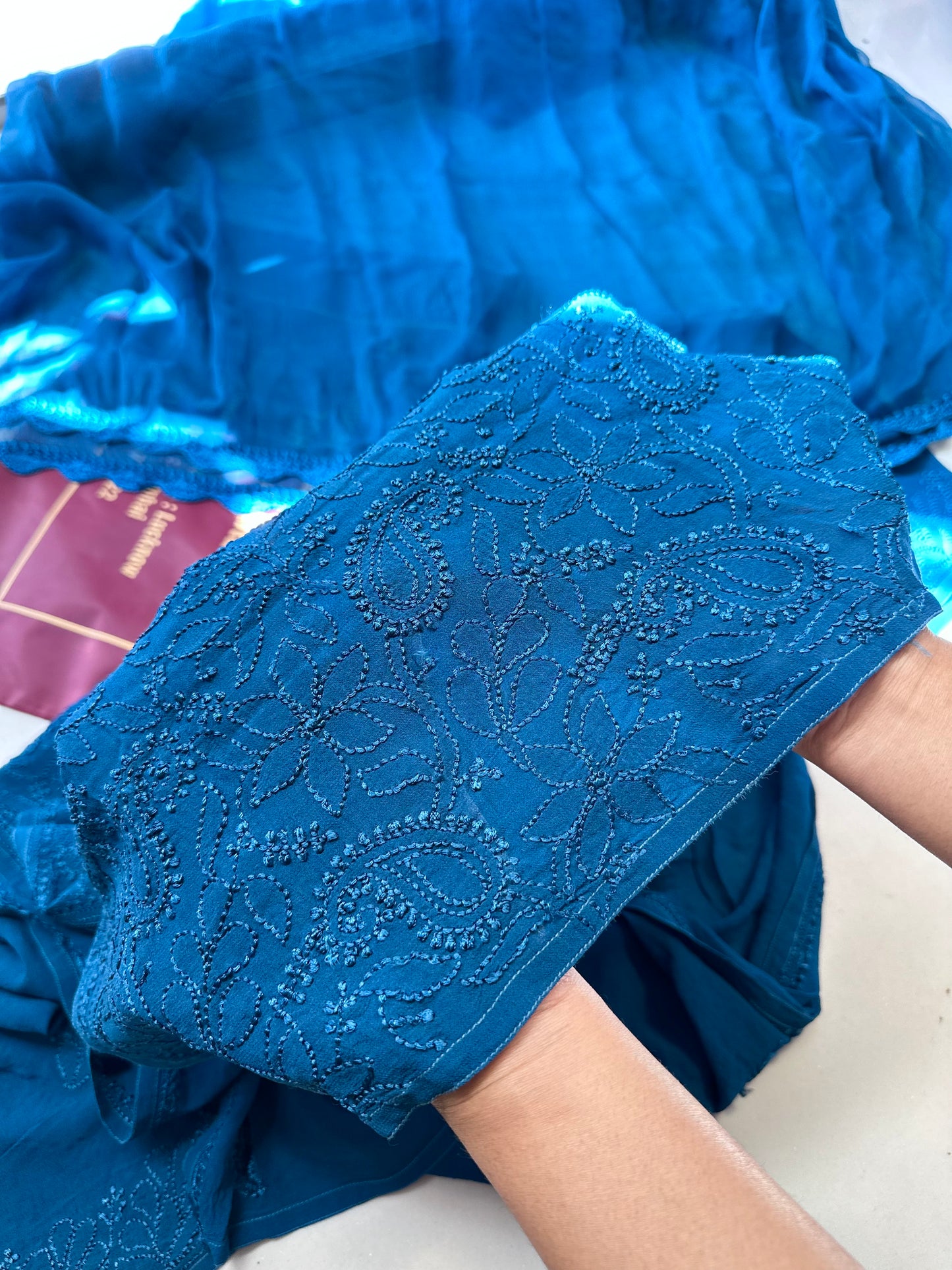 Maharani Unstitched pure jaal georegtte suit set