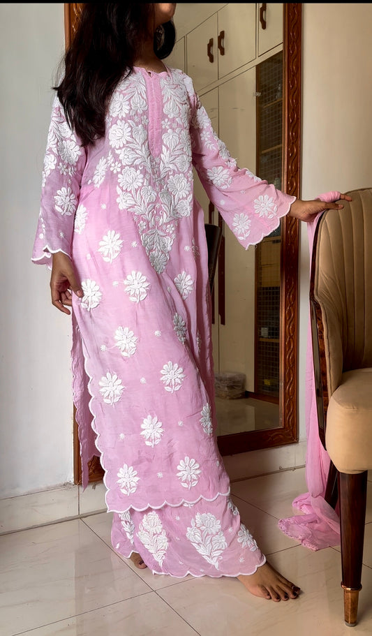 Alia Cottons Non transparent Chikankari Suit Set