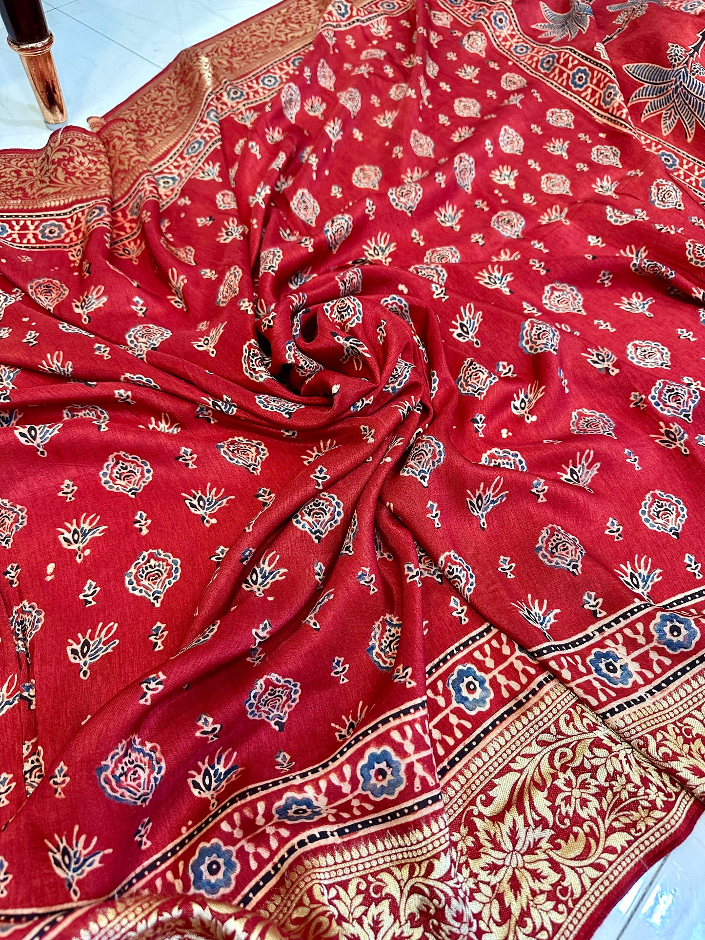 Gauri pure dola silk ajrakh saree