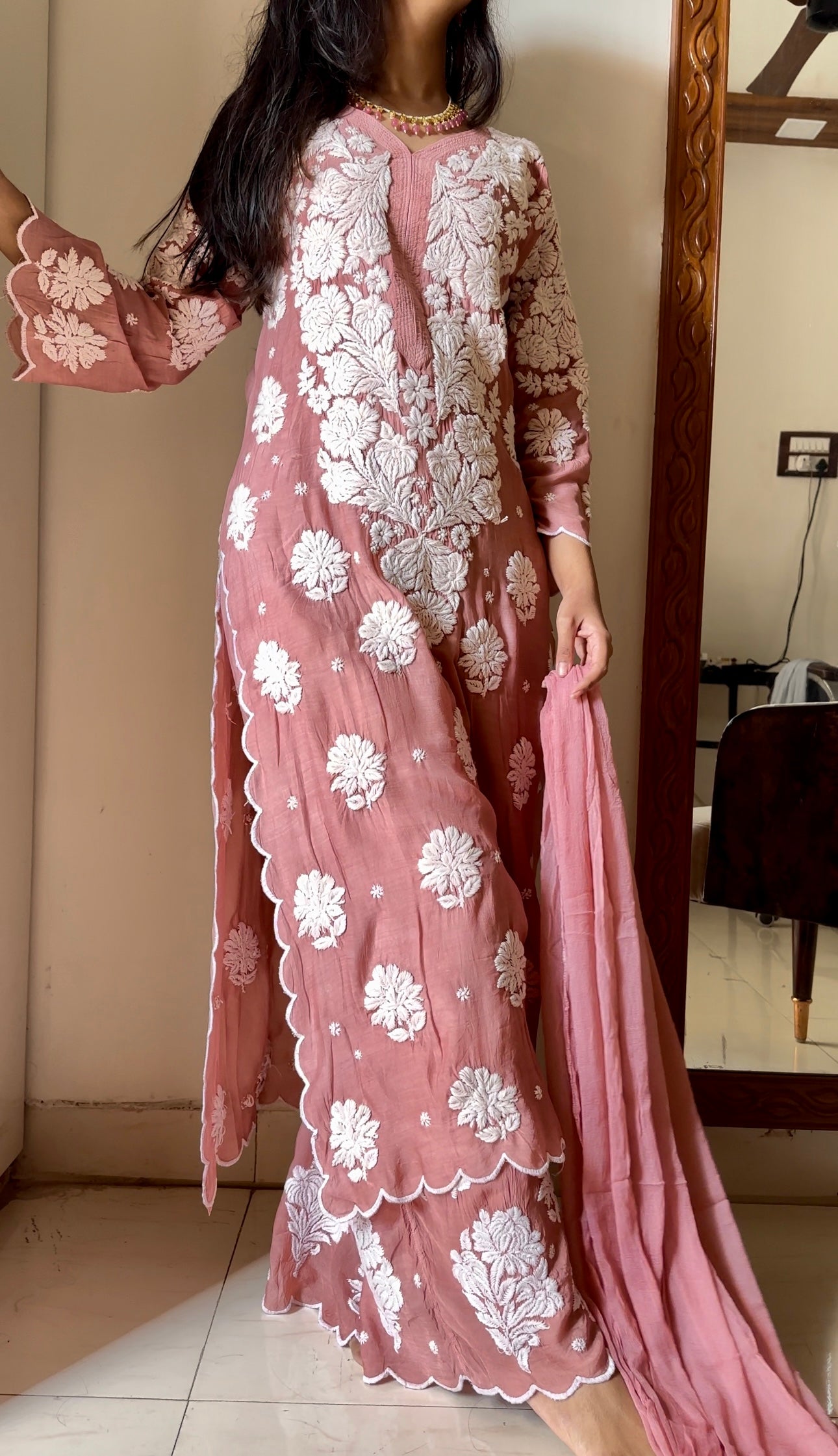 Alia Pure muslin Chikankari Suit set