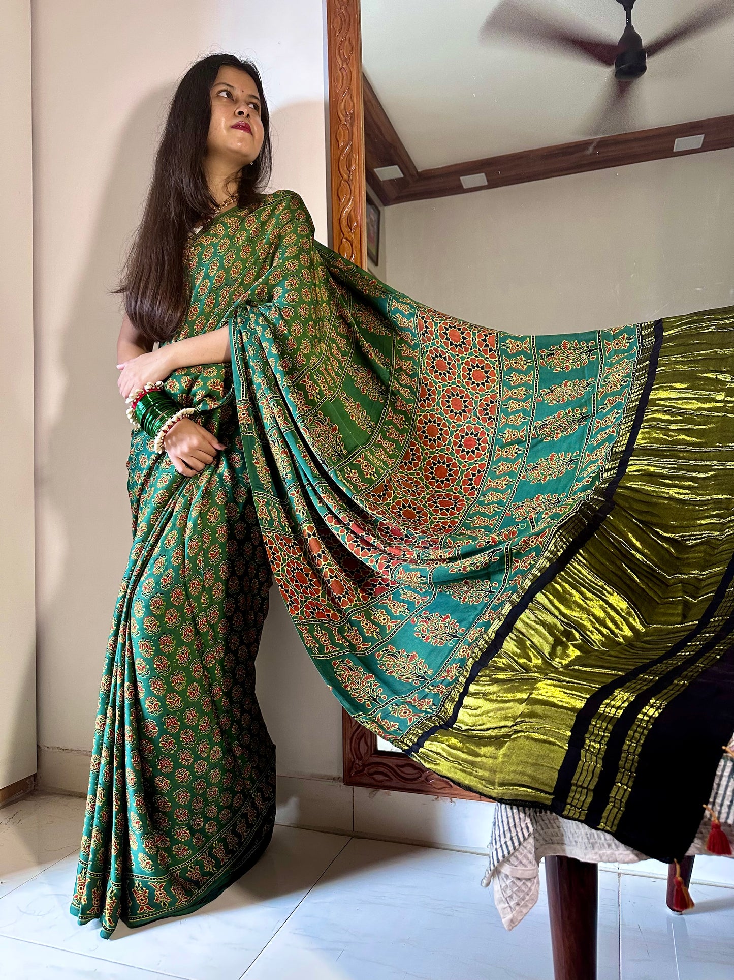 Vanya Pure modal Ajrakh Silk saree
