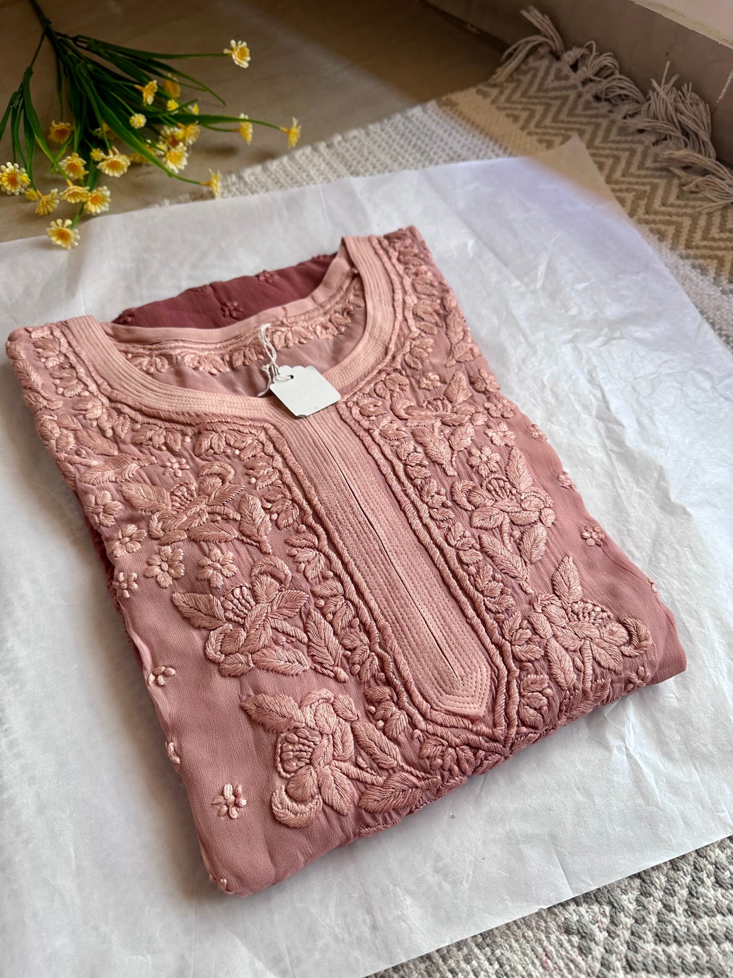 Rutu Georgette 3D work Chikankari kurta
