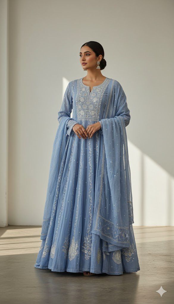Handwork Chikankari Anarkali Suit set