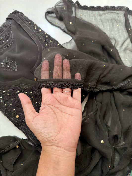 Tara Black Mukaish Chikankari Suit set