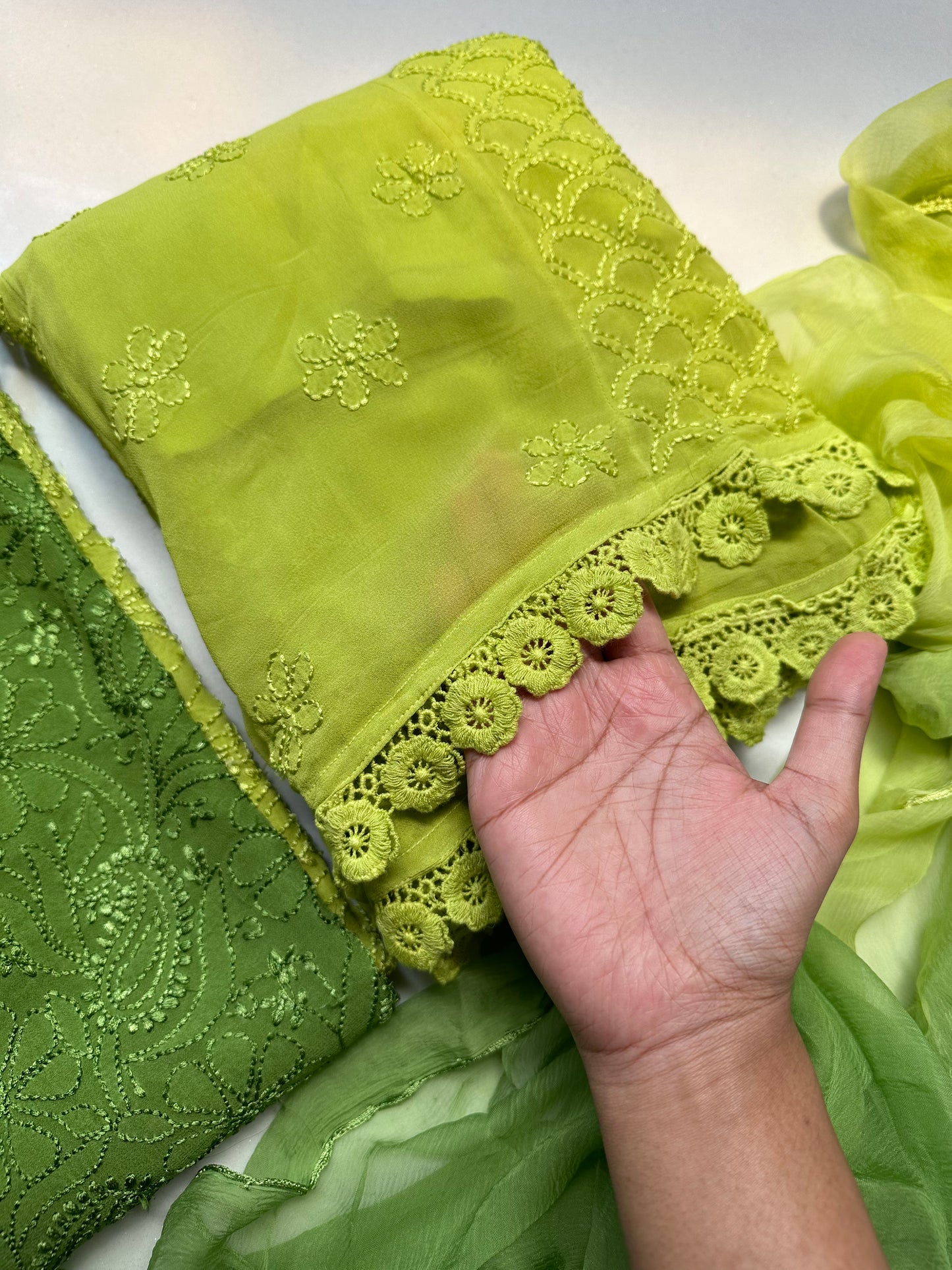 Titli strap chikankari Suit set