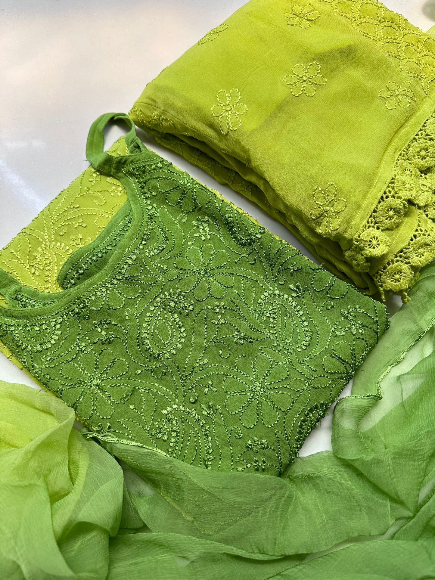 Titli strap chikankari Suit set