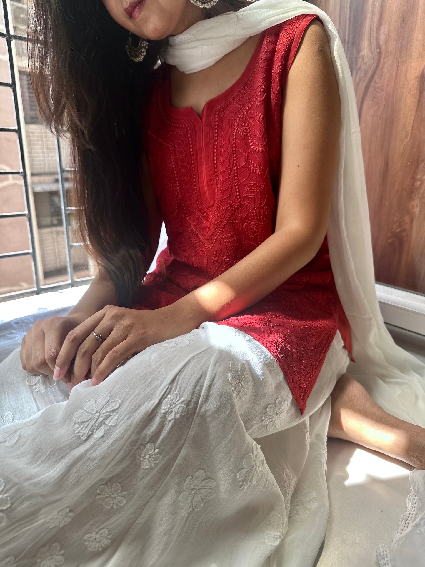 ARSH sleeveless short Chikankari kurta