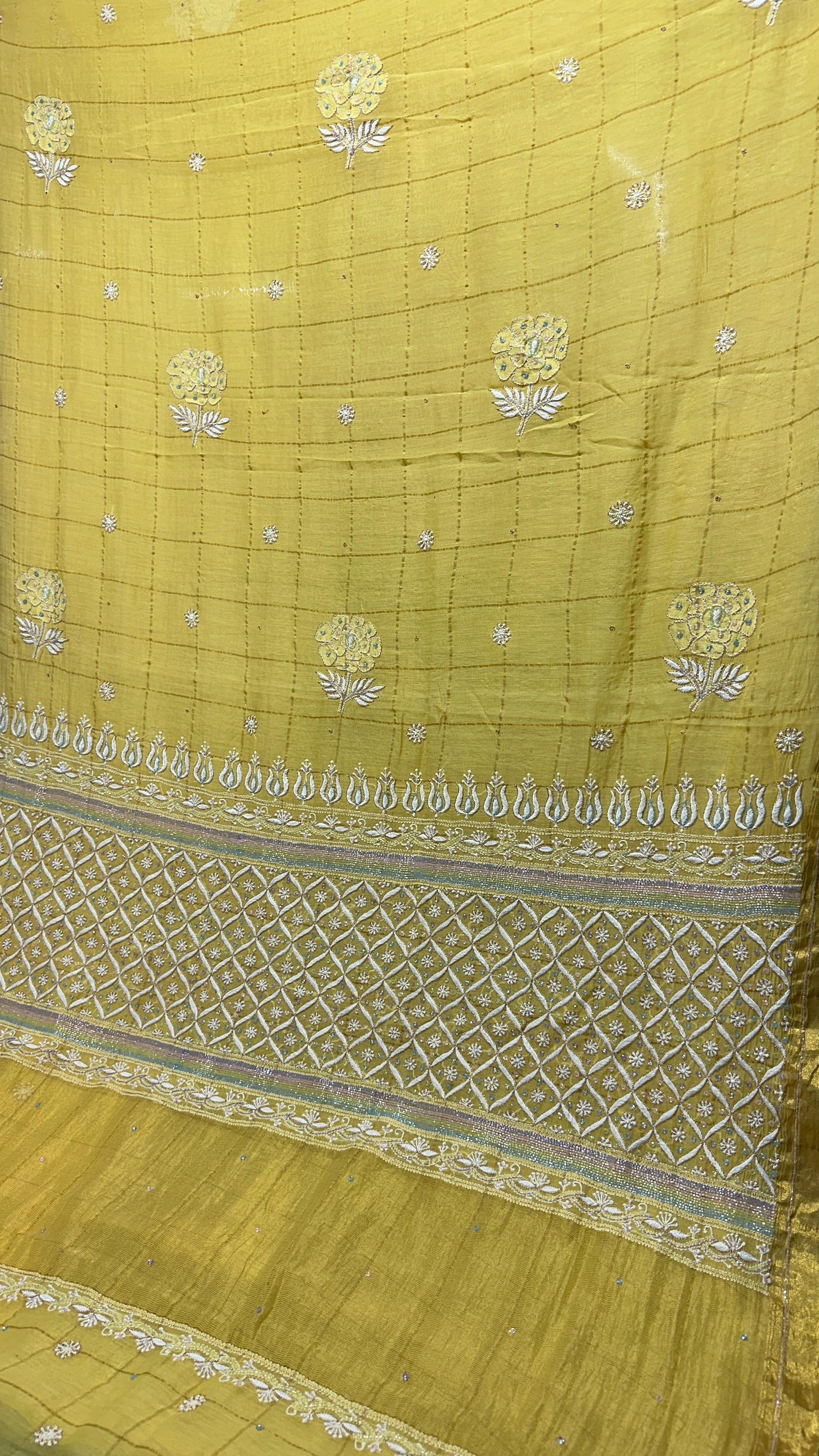 Rohini mul Chanderi chikankari handwork Saree