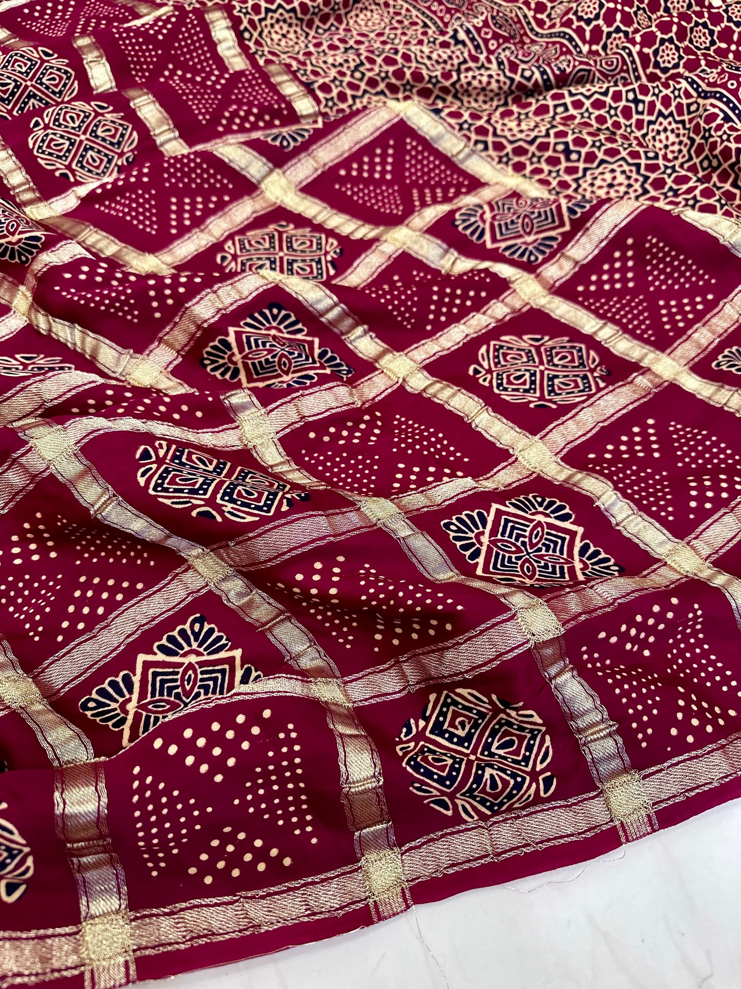 Pure modal gharchola Bandhej bandhani saree