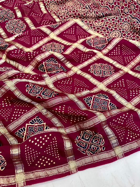 Pure modal gharchola Bandhej bandhani saree