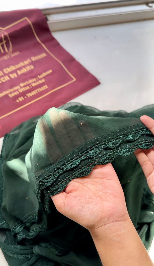 Bottle green Jaal Georgette Suit Set