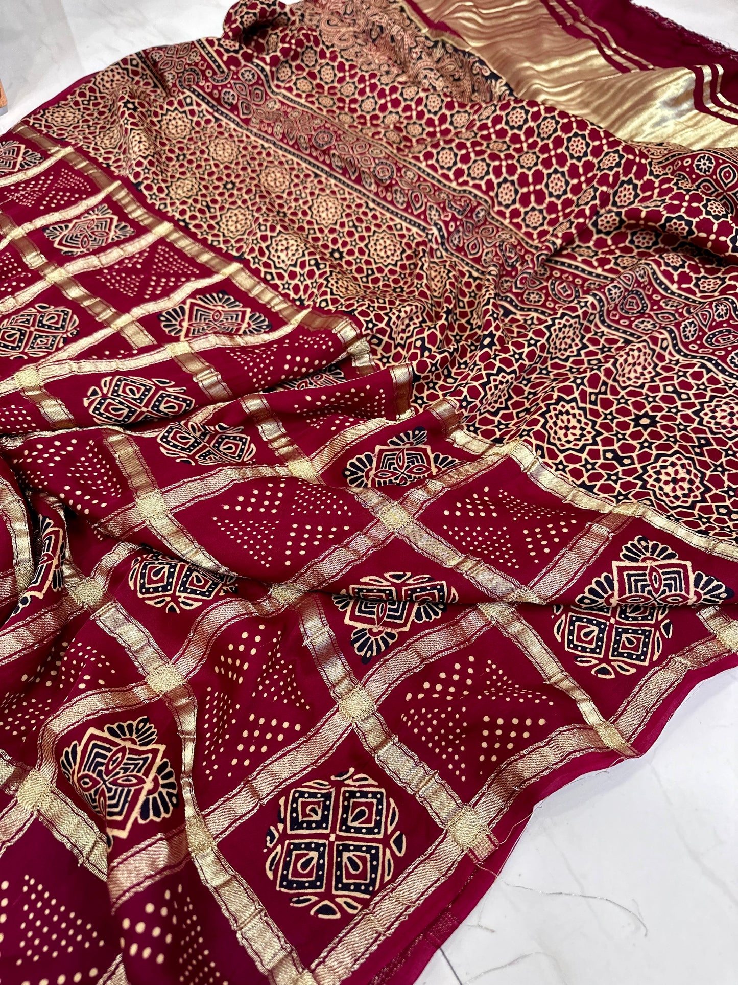 Pure modal gharchola Bandhej bandhani saree