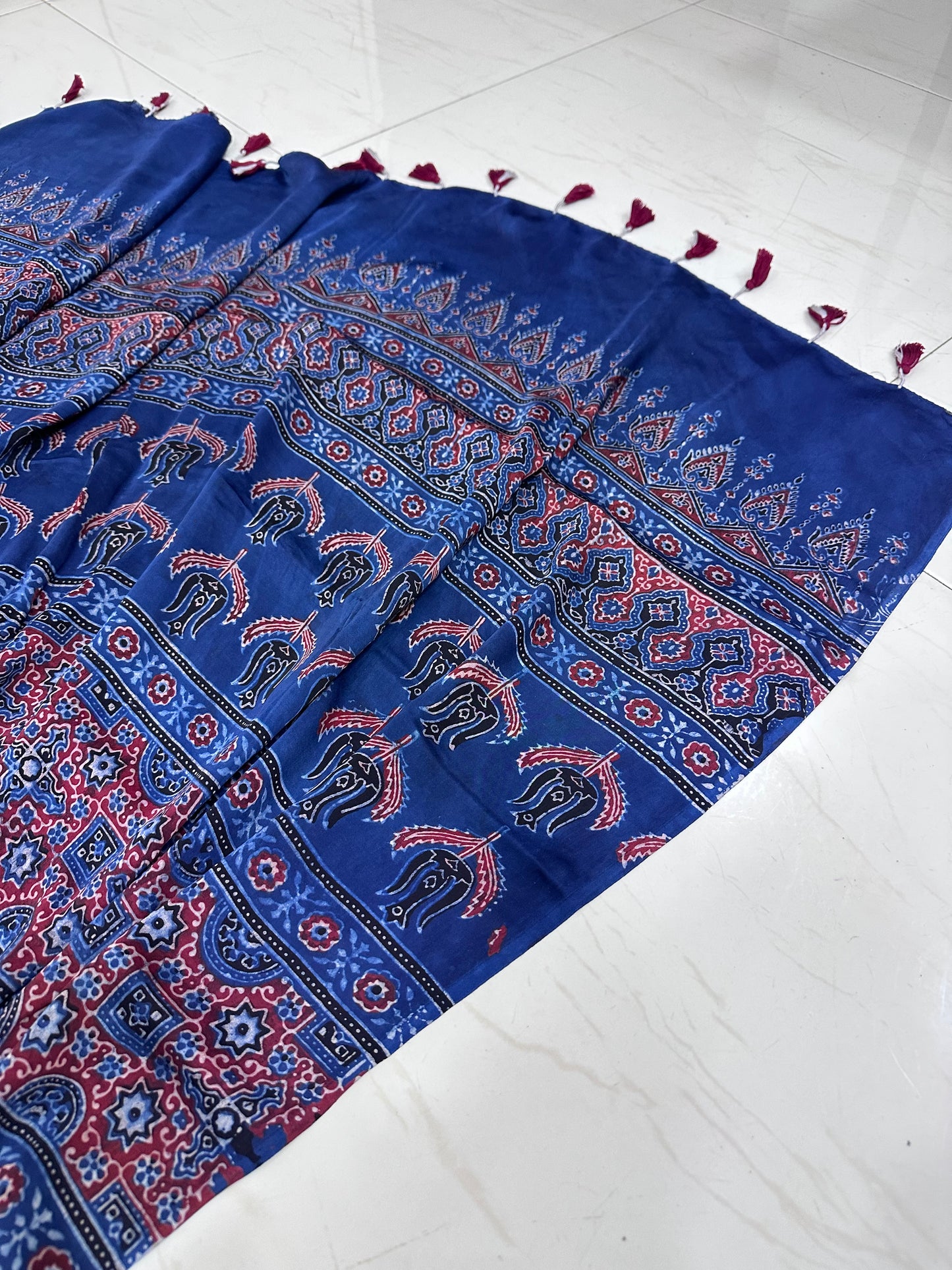 Bulbul Indigo ajrakh handcrafted saree