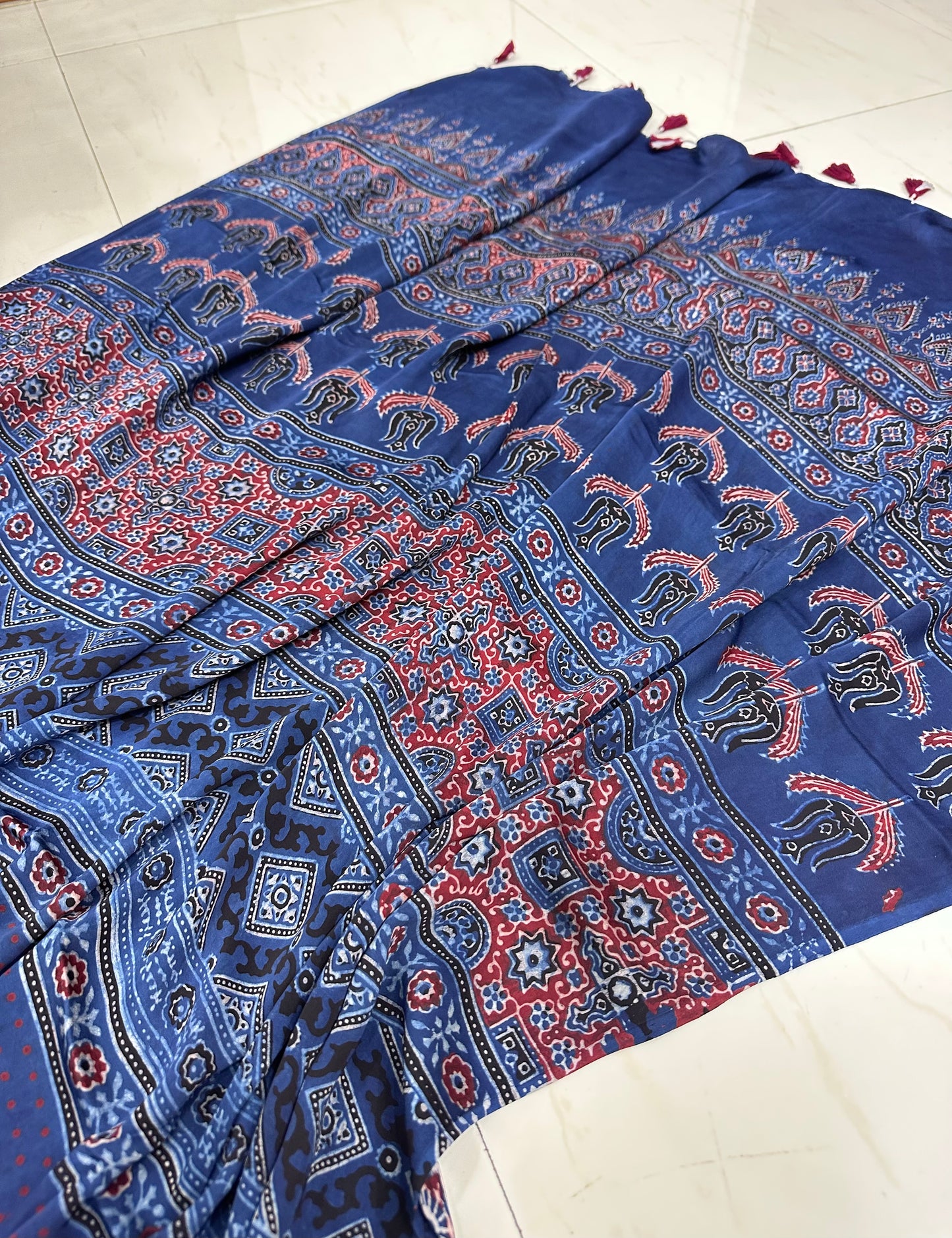 Bulbul Indigo ajrakh handcrafted saree