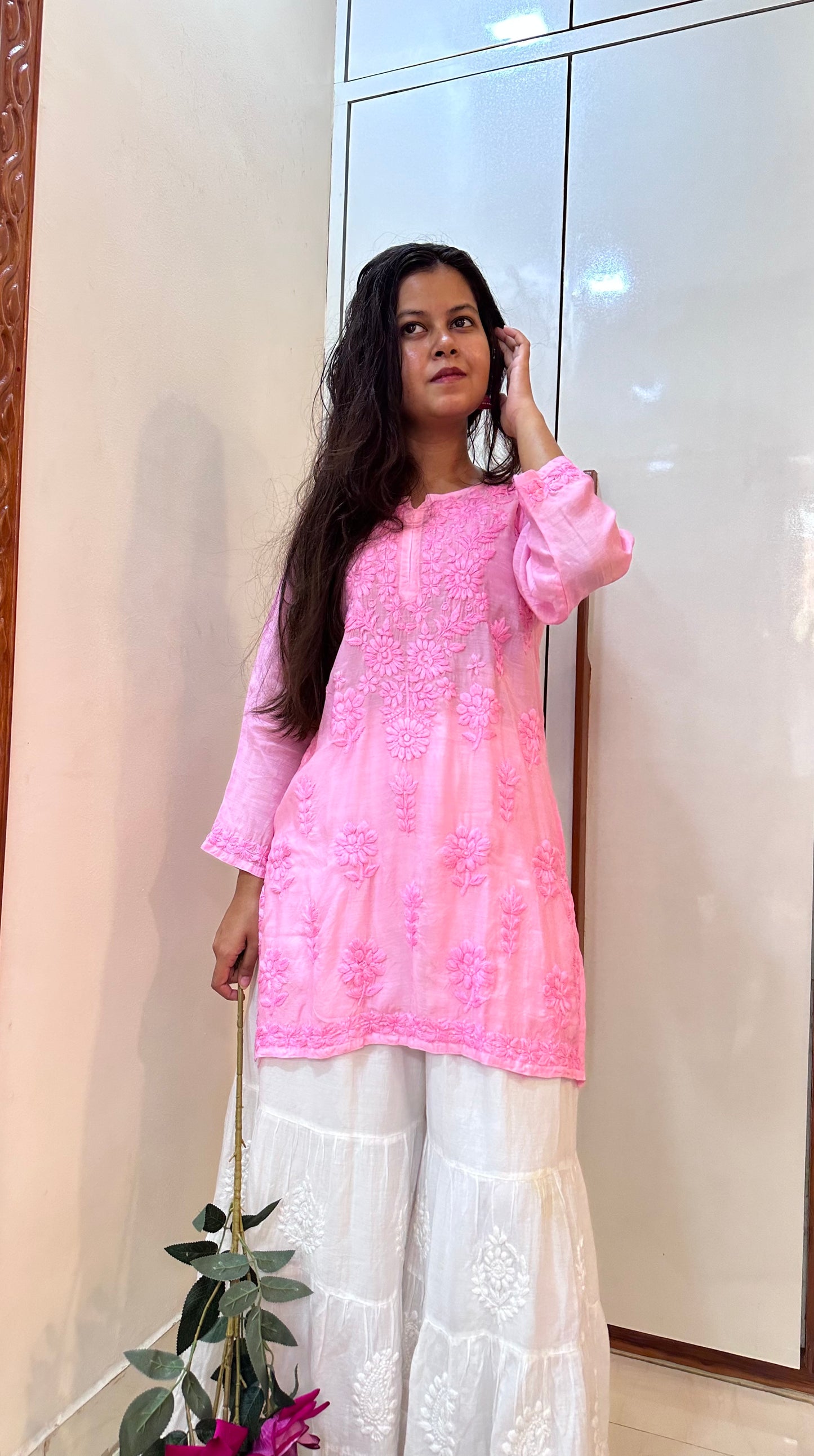 Ayra Pure muslin Short Chikankari Kurta