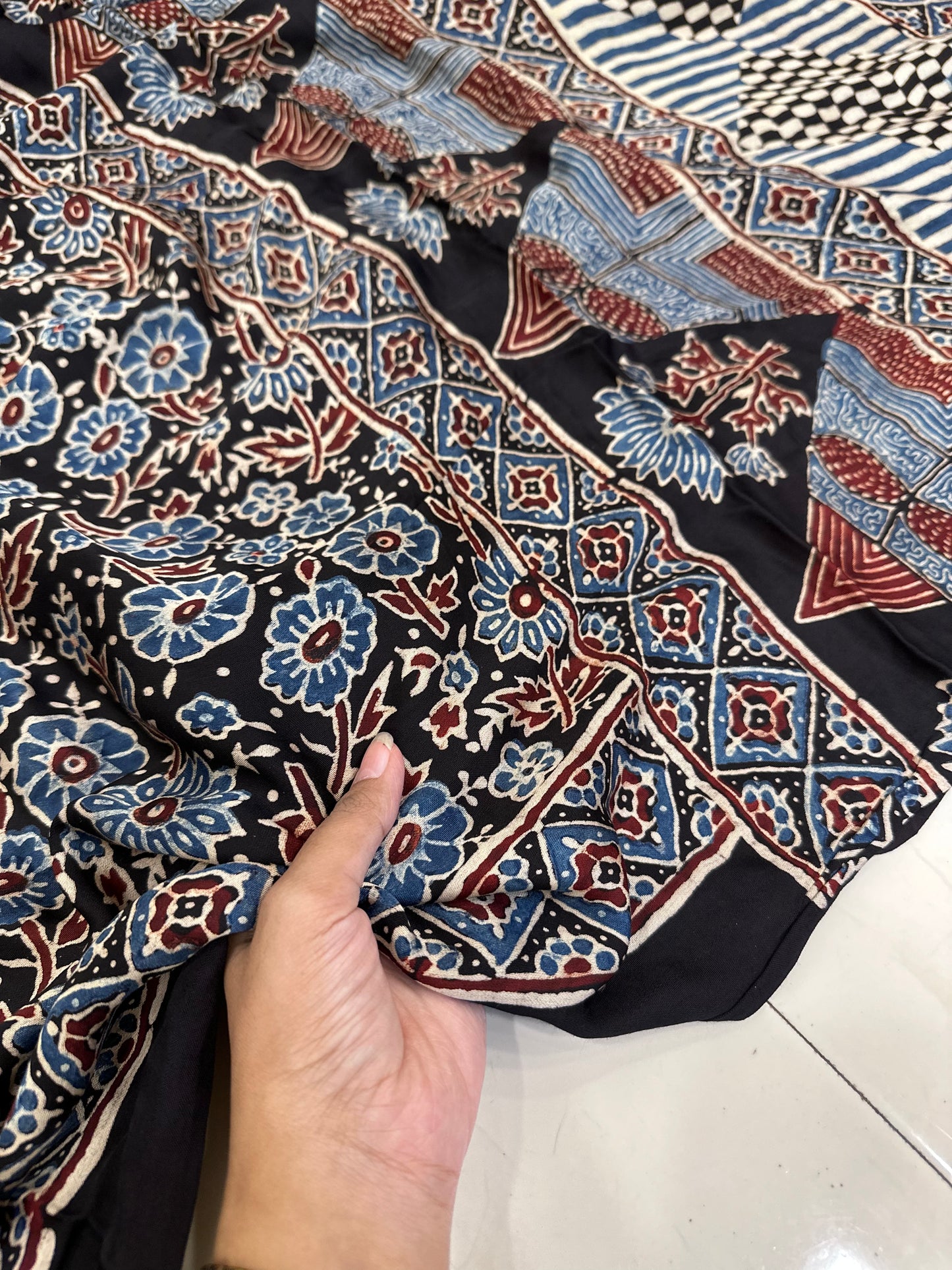 Bulbul Pure modal Silk Ajrakh saree