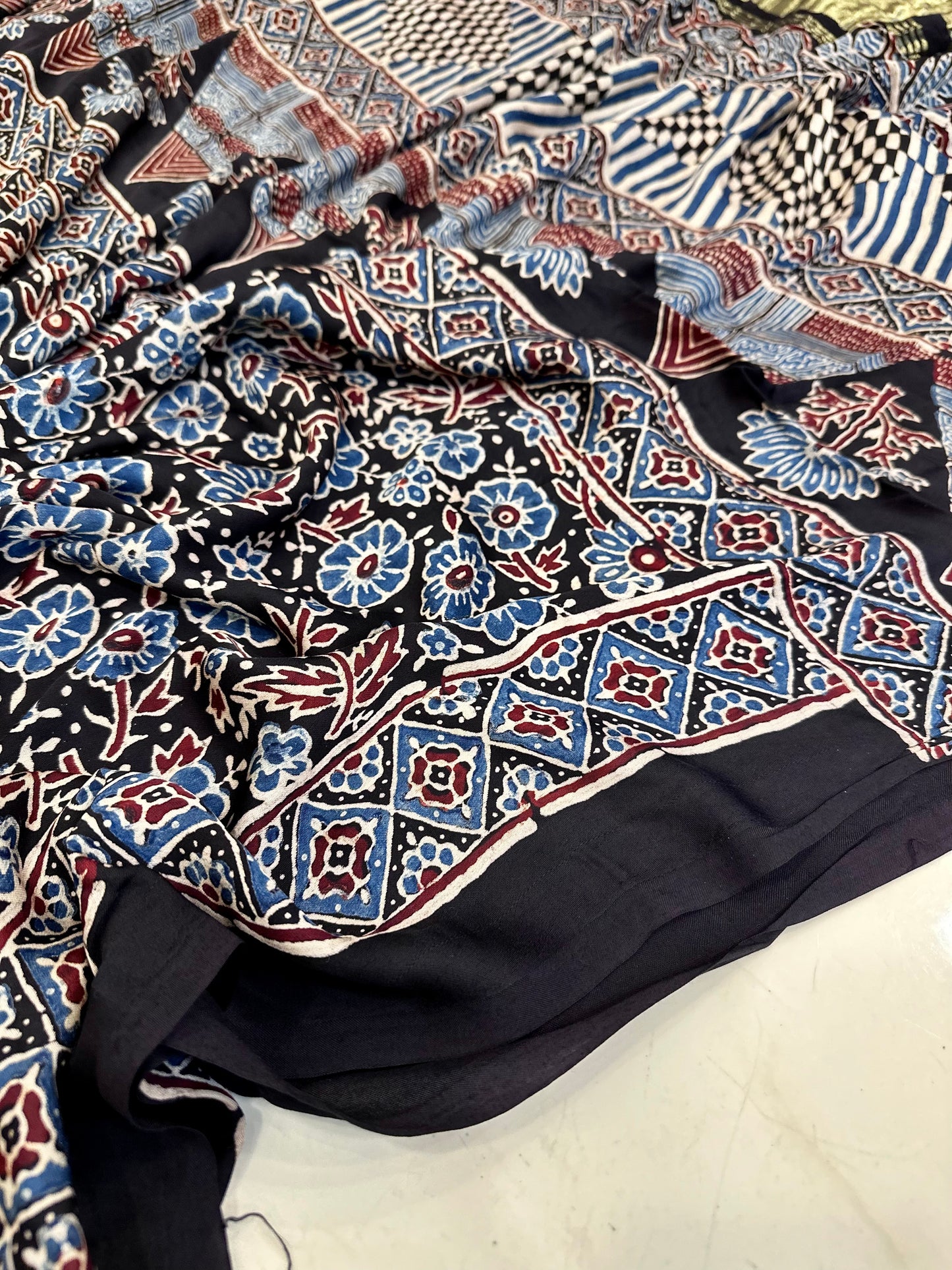 Bulbul Pure modal Silk Ajrakh saree
