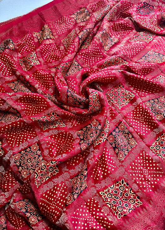 Pure modal gajji silk Gharchola bandhani saree