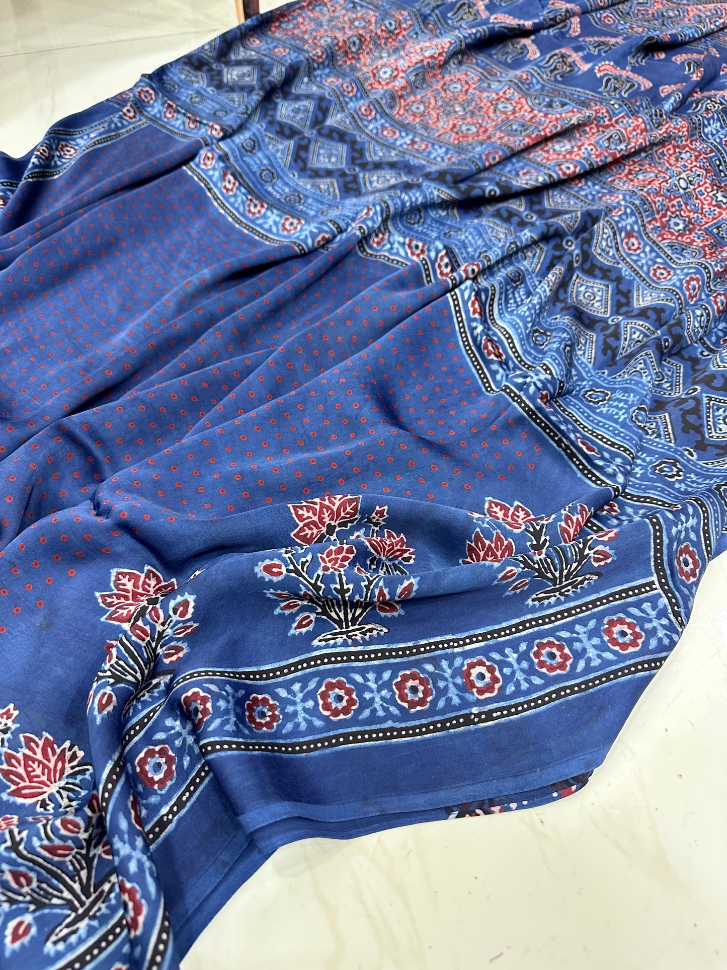 Bulbul Indigo ajrakh handcrafted saree