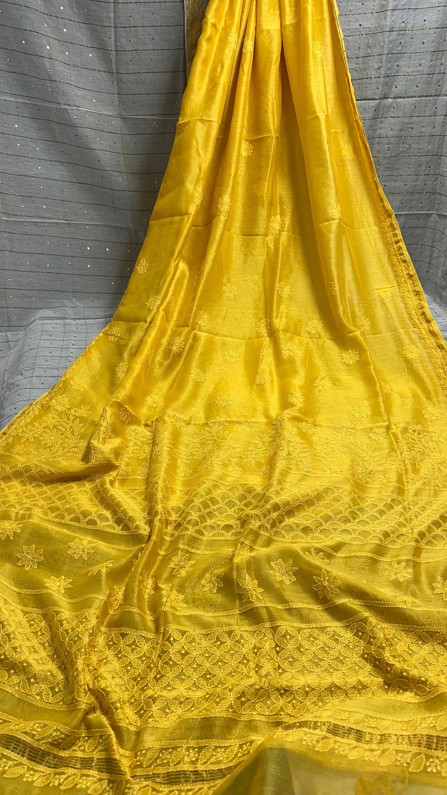 Moonlight Pure Chanderi silk Chikankari saree