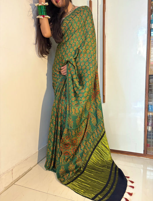 Vanya Pure modal Ajrakh Silk saree