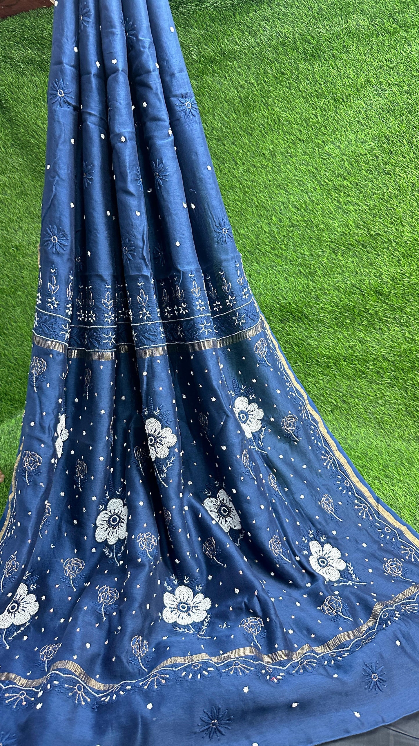 Simran - Pure chanderi Lucknowi silk saree