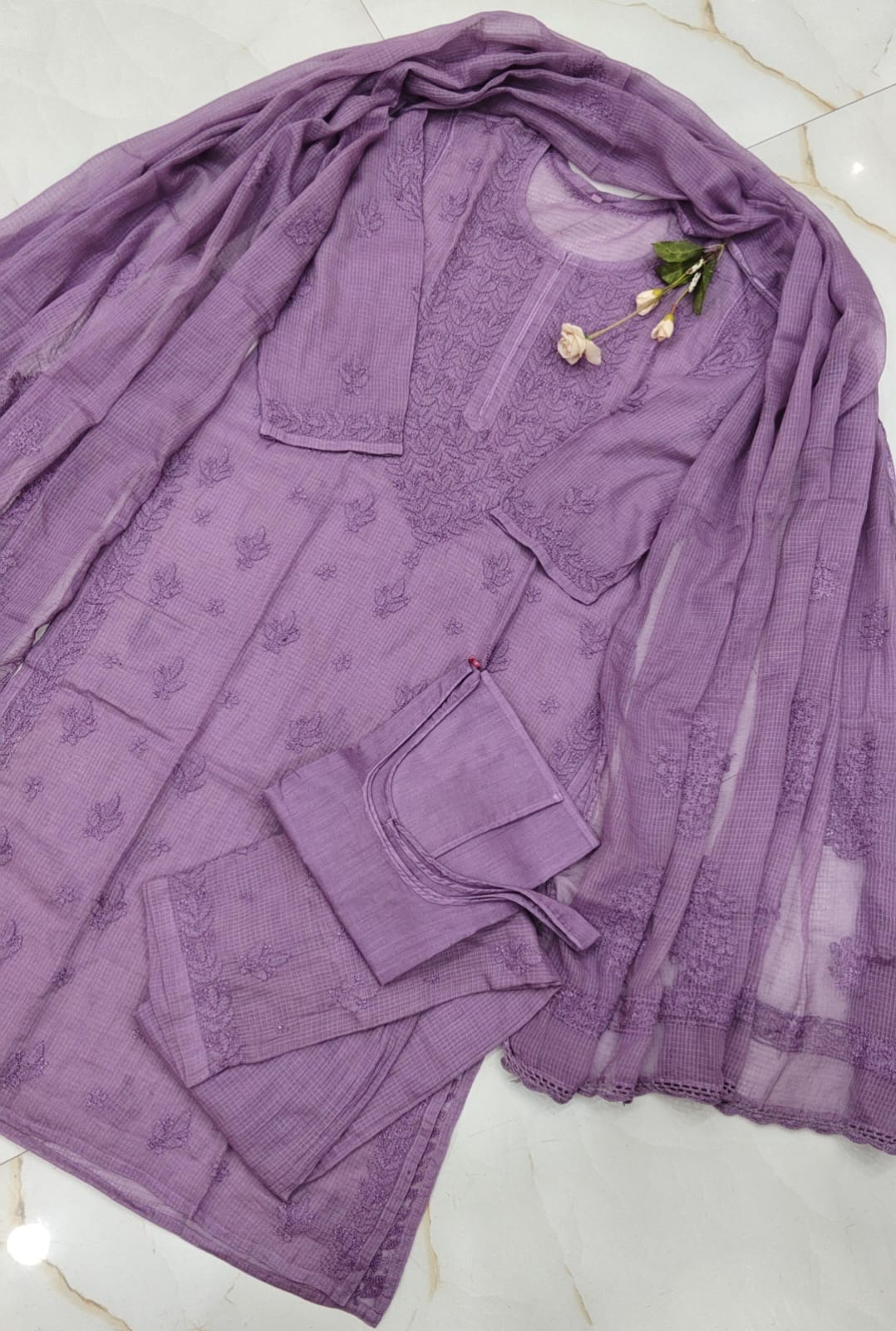 Pure Kota cotton Chikankari suit set