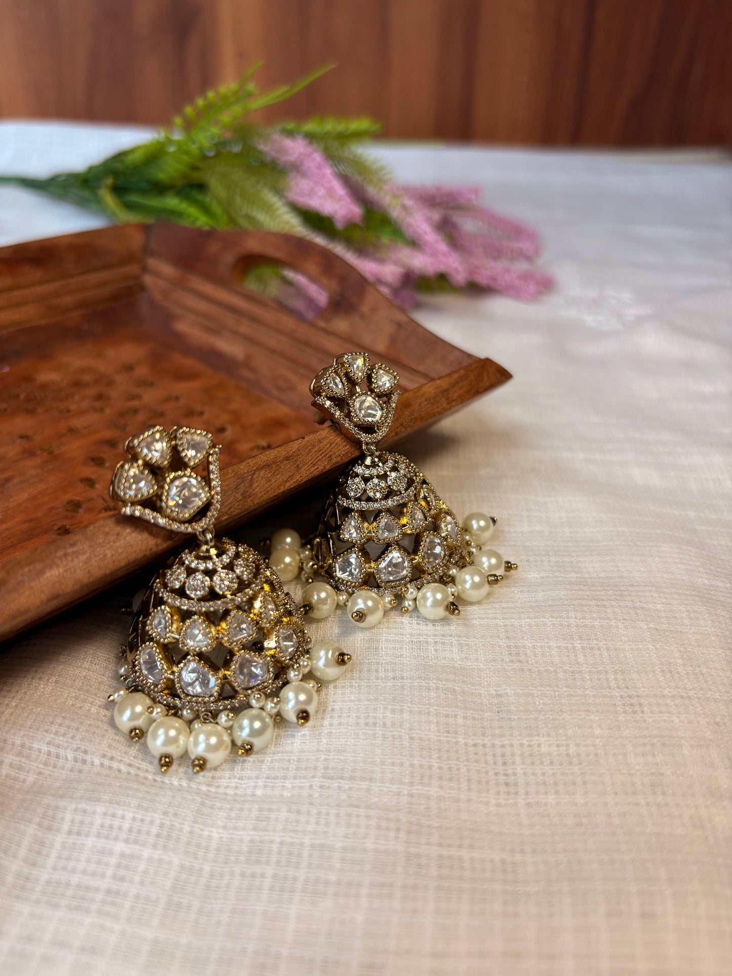 Noor Classic AD jhumka earrings