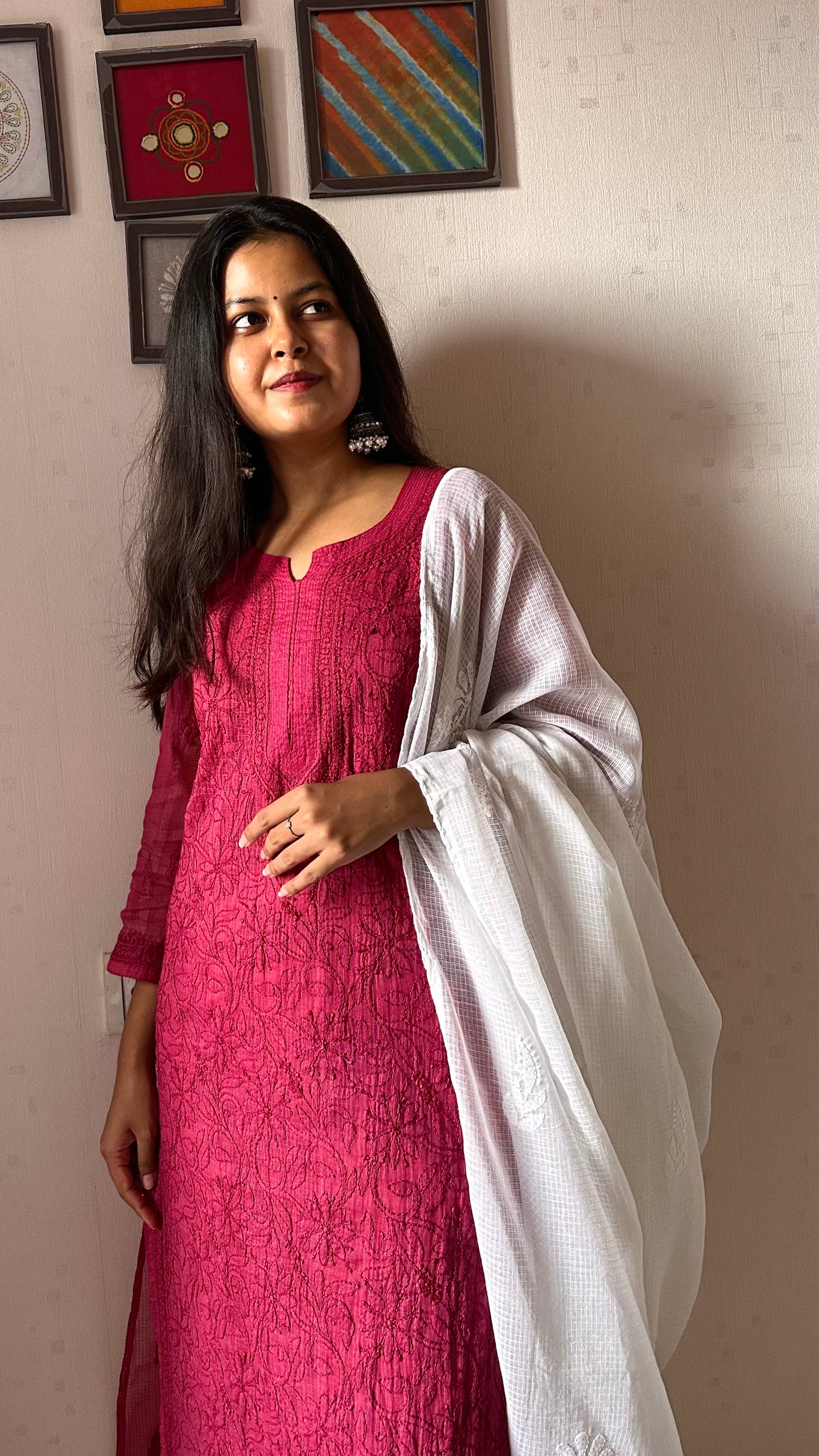 Soft Kota Jaal Chikankari Kurta
