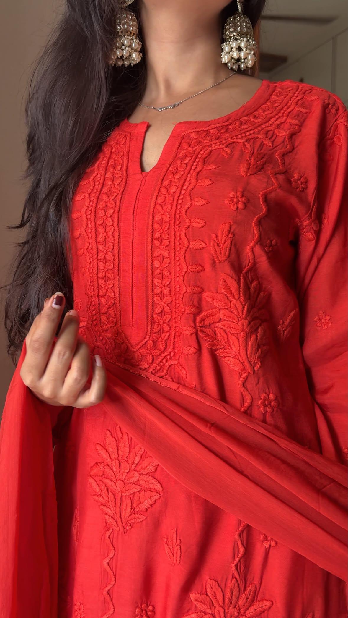 Jiya scallop Chikankari suit set