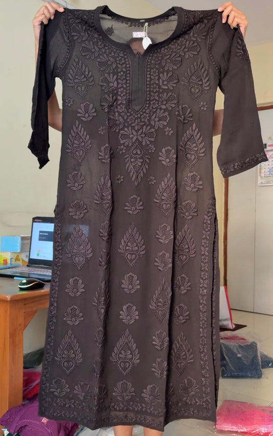Ranjha Pure Jet black Chikankari Kurta