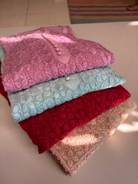 Heer ombre Georgette Chikankari Kurta